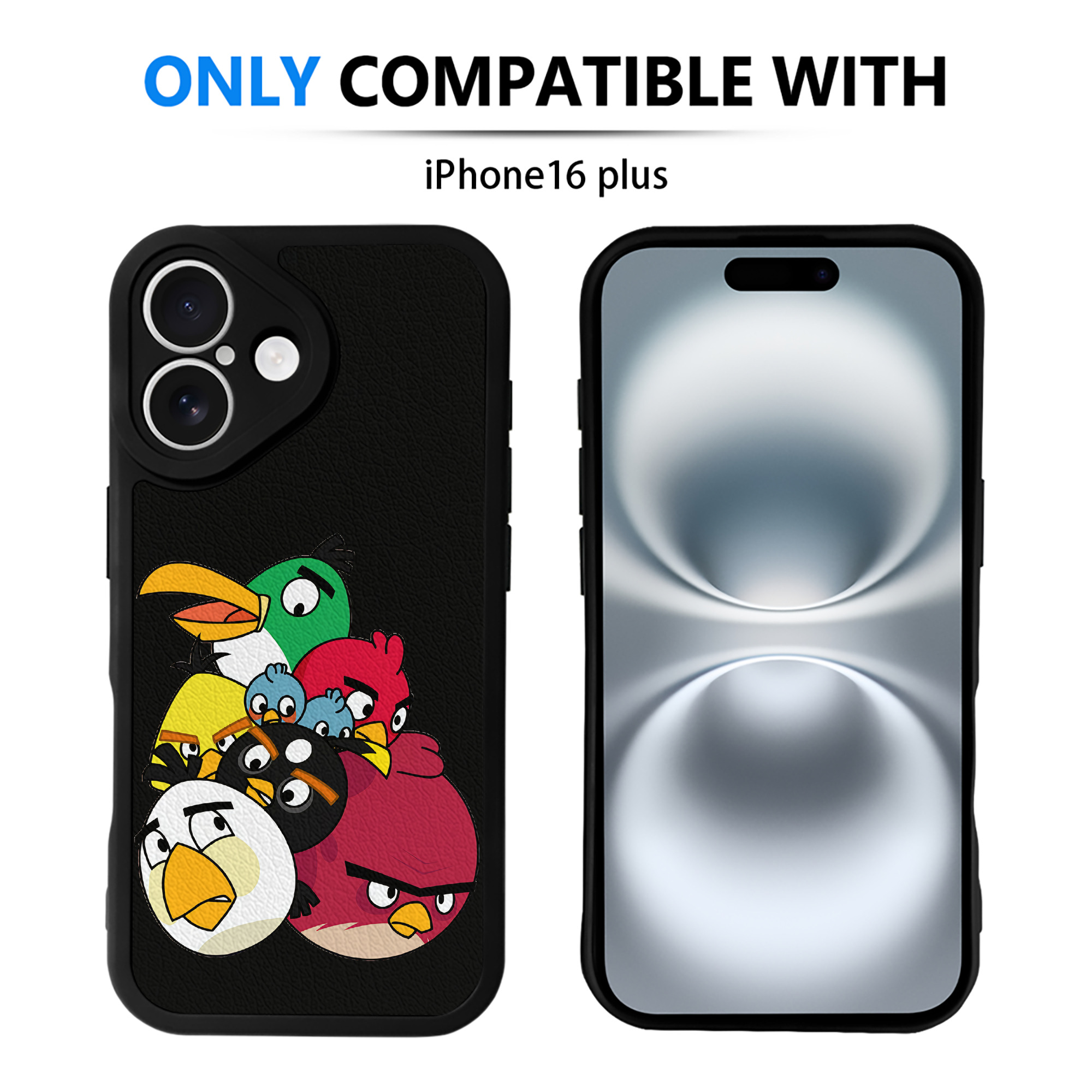 （画像用） Angry Birds アングリーバード 【iPhone 16シリーズ対応】シリコンスマホケース（レザー調） 材質：シリコン